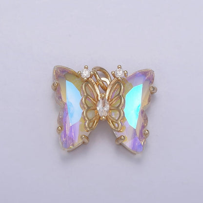 AB Color Butterfly Charm Glass Crystal Monarch Pendant Add on Charm for Bracelet Necklace Earring N-855