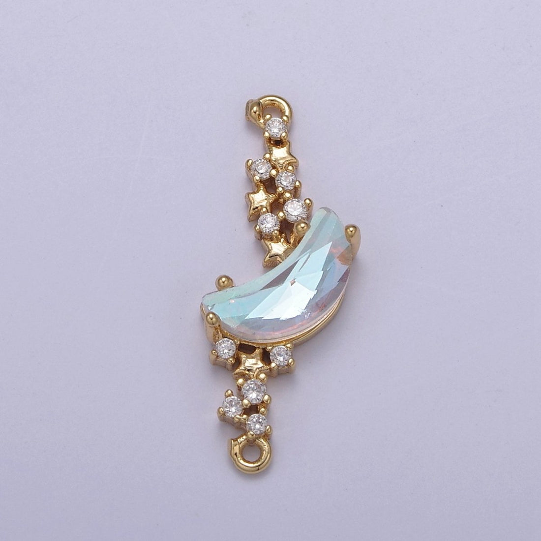AB Dream Crescent Moon Charm Connector for Celestial Bracelet Necklace Component F-801