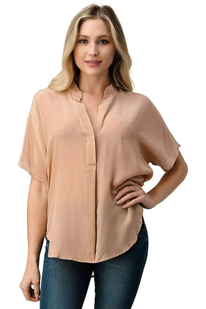 Dark Grey Silk Oversized Blouse – Effortless Dolman Sleeve Top | Femstylo