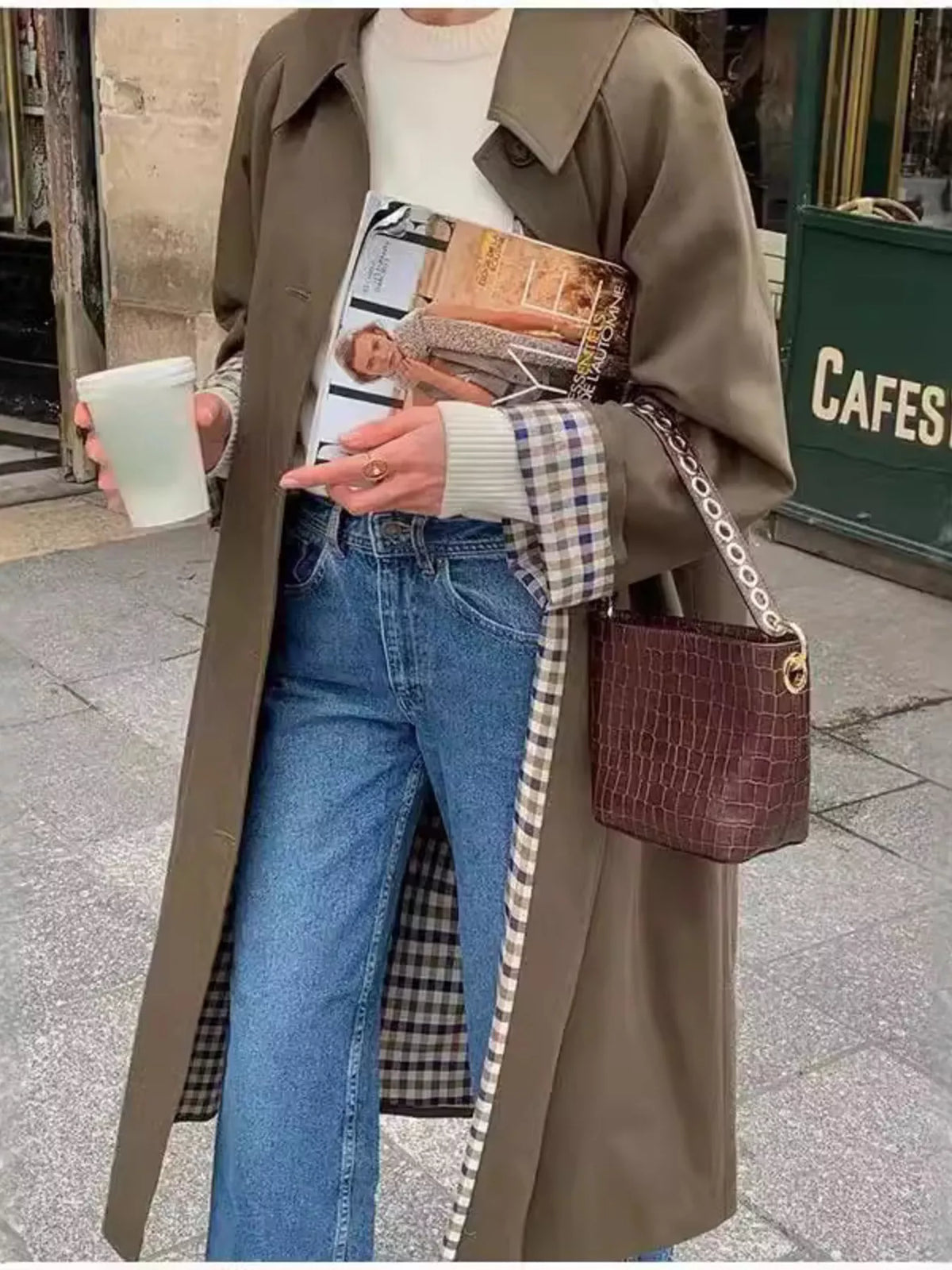 Button Up Raglan Sleeve Trench Coat