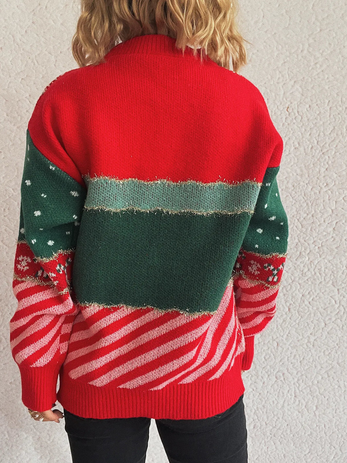 Christmas Letter Round Neck Long Sleeve Sweater