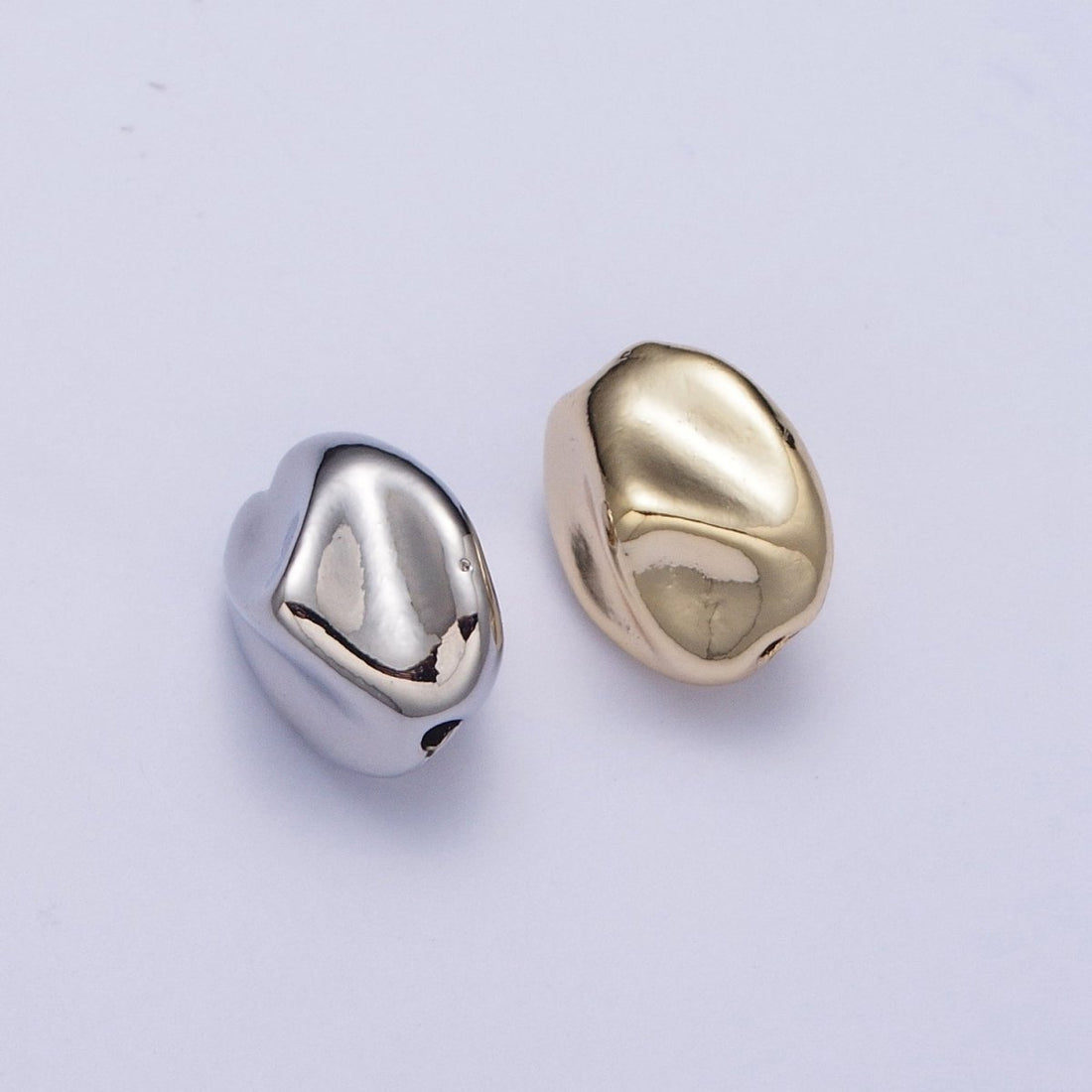 Abstract 10.7mmx9.2mm Gold &amp; Silver Geometric Spacer Bead Supply For Jewelry Bracelet Making | W-928 W-929
