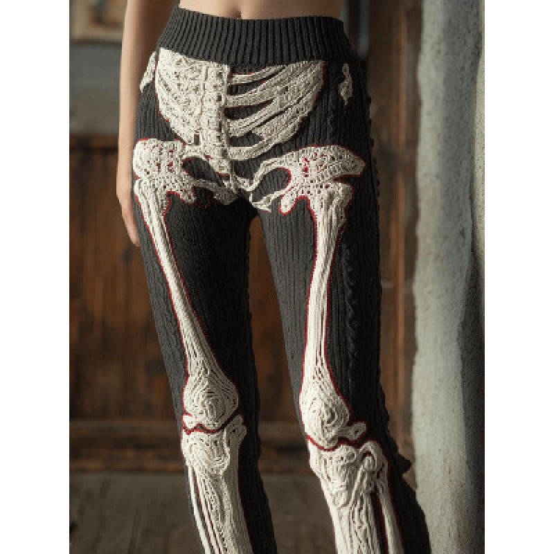 Womens All-Match Fashionable Printed Knitted Leggings