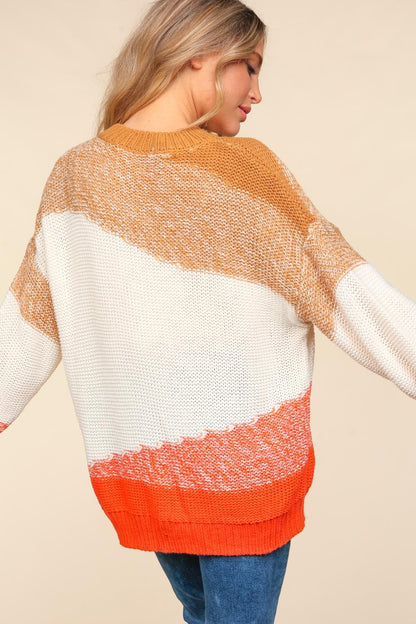 Back To School Sweater - Haptics Color Block Long Sleeve Sweater