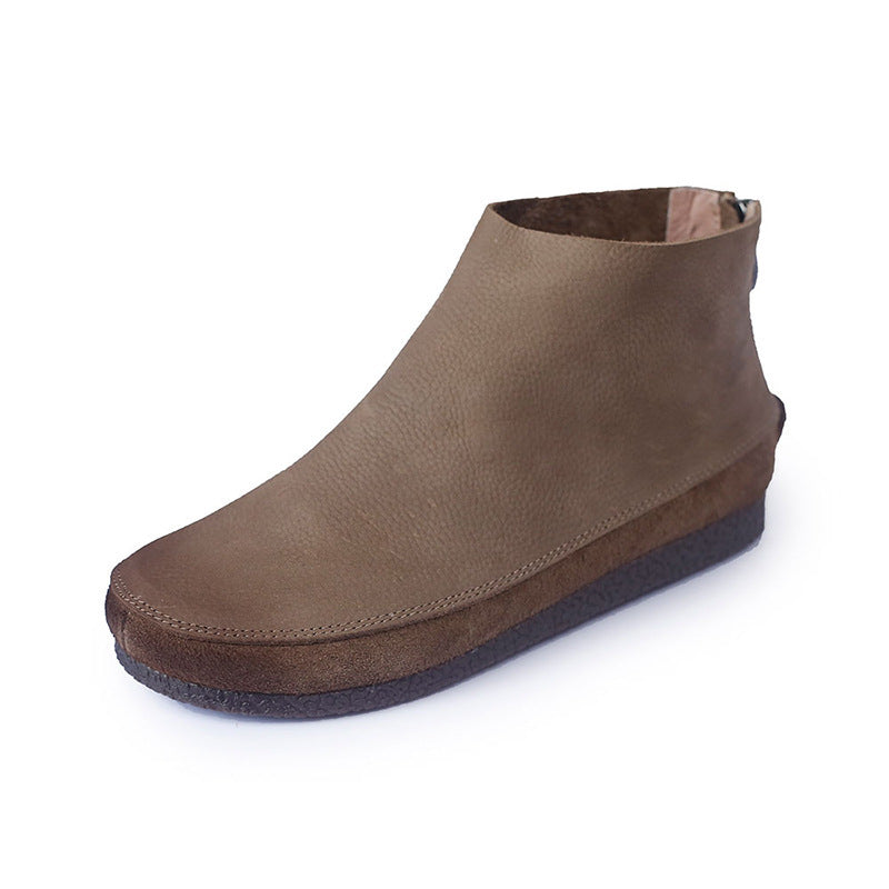 Leather Short Boots Women&