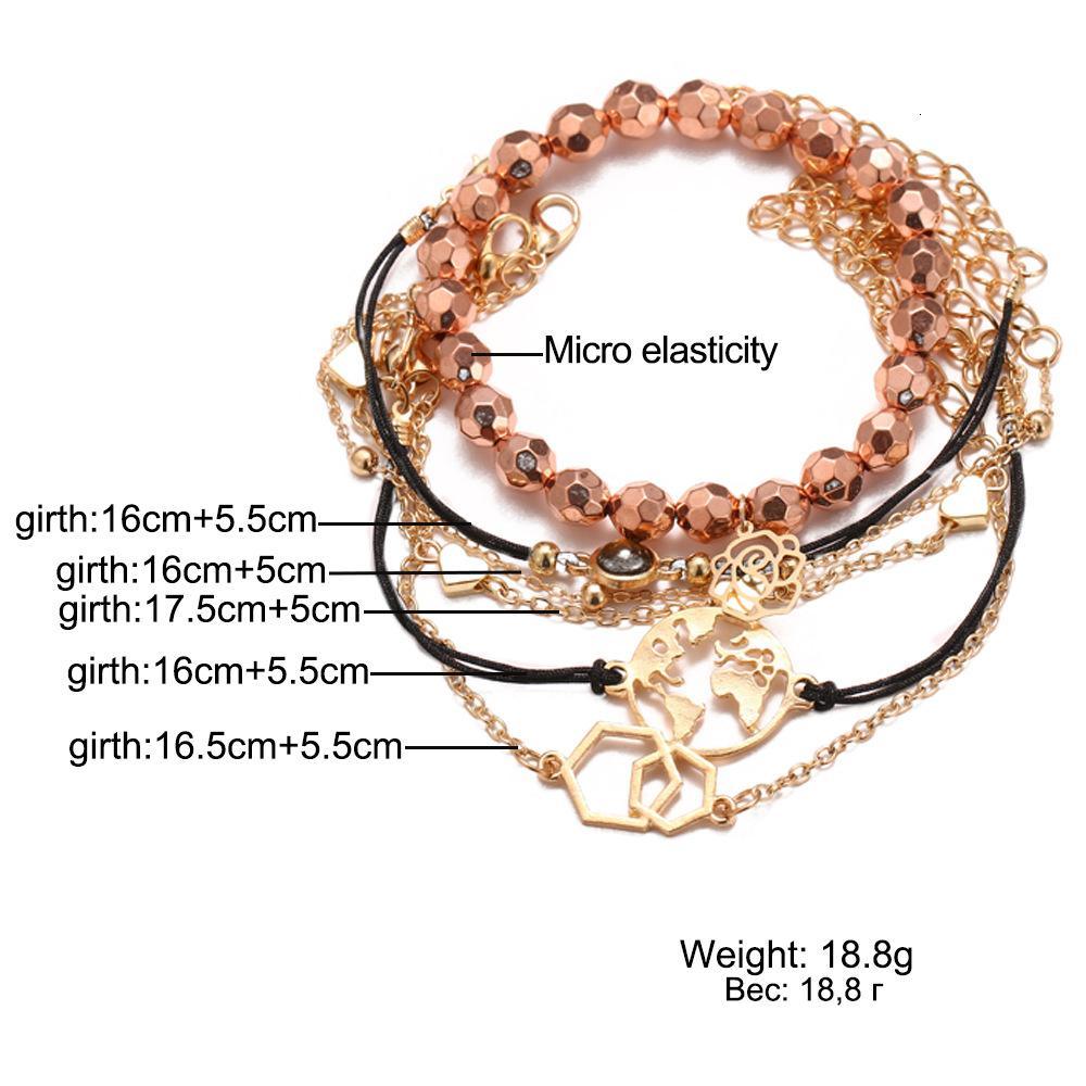 Boho Rose Map Bracelets &amp; Bangles for Women Bohemian Round  Charm Bracelet Set Fashion Multilayer Accessories Luxury Jewelry