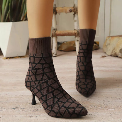 Mesh Point Toe Stiletto Boots