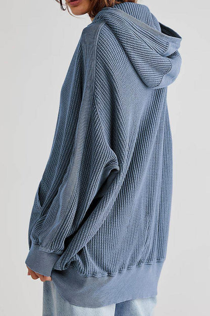 Zip-Up Long Sleeve Jacket with Hood and Pockets for Comfort