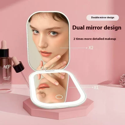 Ultra-thin Foldable Cosmetic Mirror With Light Tricolour Light Convenient HD Luminous