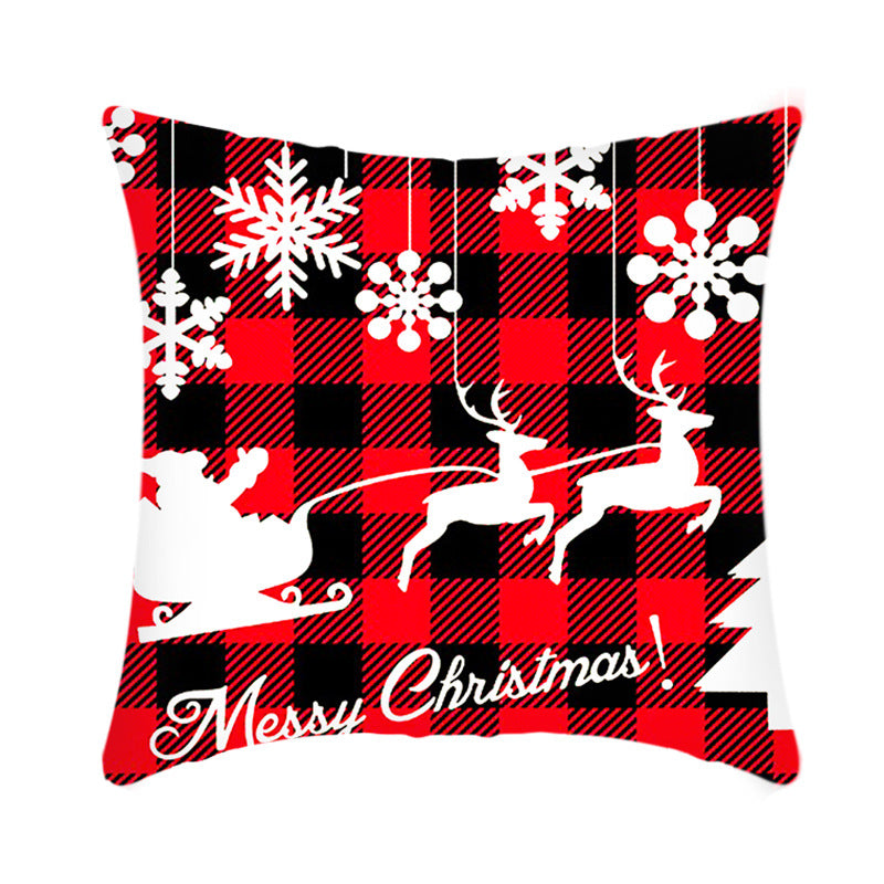 Merry Christmas Cushion Cover 45cm Elk Santa Claus Short Plush Sofa Pillow Cover Home Decor Pillowcase Christmas Decoration