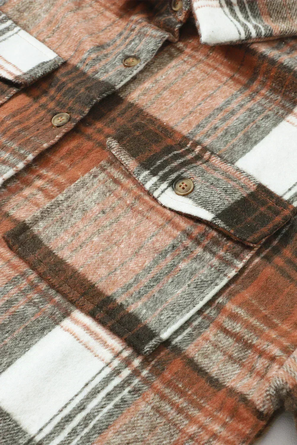 Pink &amp; Grey Button Up Plaid Flannel Shacket – Femstylo