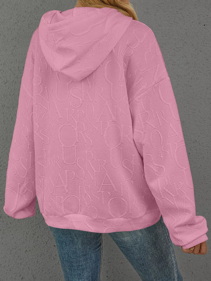 Full Size Embossed Lettering Casual Hoodie Plus Size