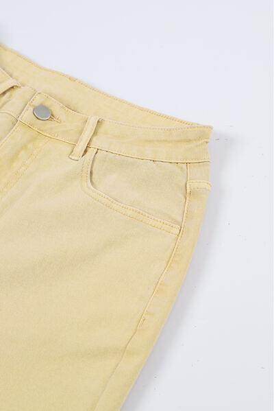 Raw Edge Mid Waist Flared Jeans for Trendy Women