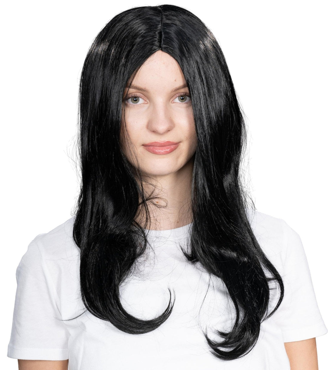 Adams Spooky Family Mother Long Hair Morticia Halloween Cosplay Costume Wig