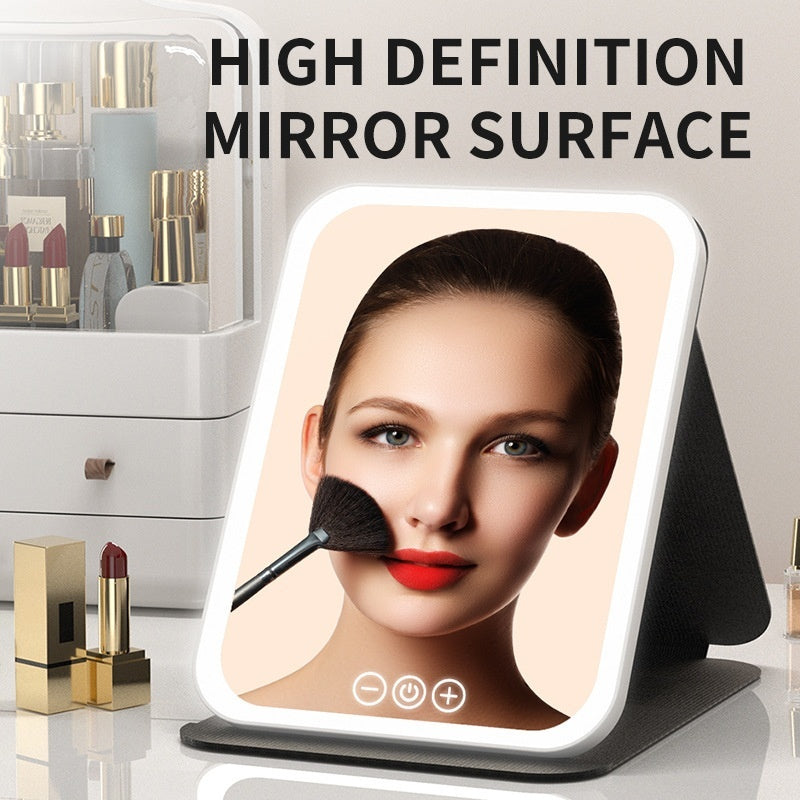 Portable Foldable LED Makeup Mirror With Built-in Lights
