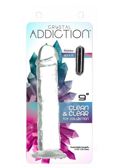 Crystal Addiction Vibrating Vertical Dong with Power Bullet