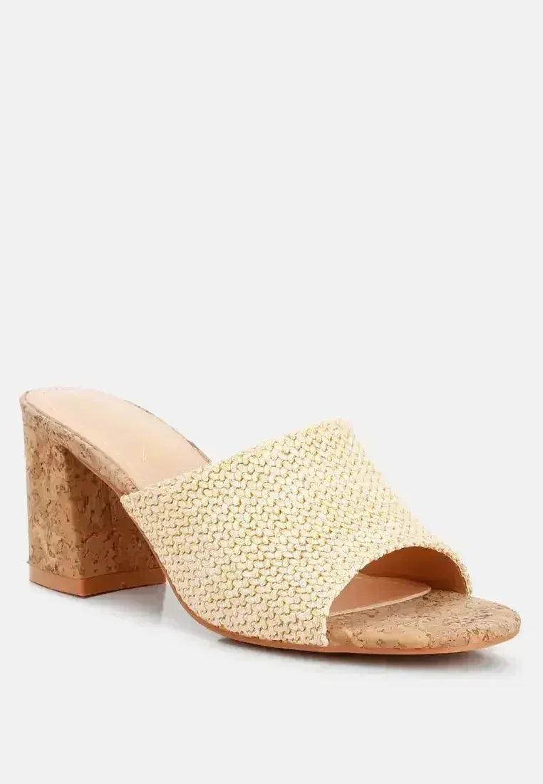 Addie Raffia Slip On Sandals