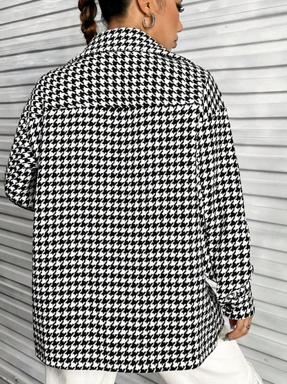 Houndstooth Button-Down Shacket