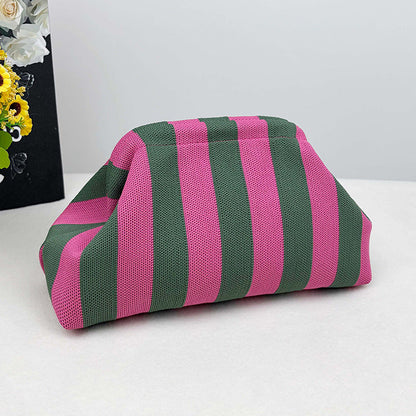 Womens Knitted Bag Striped Clutch
