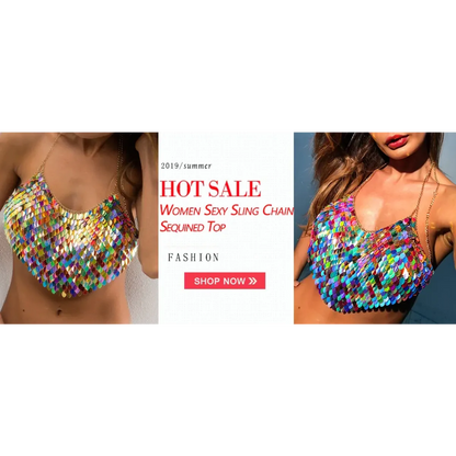 Shiny Harajuku Rhinestone Halter Top
