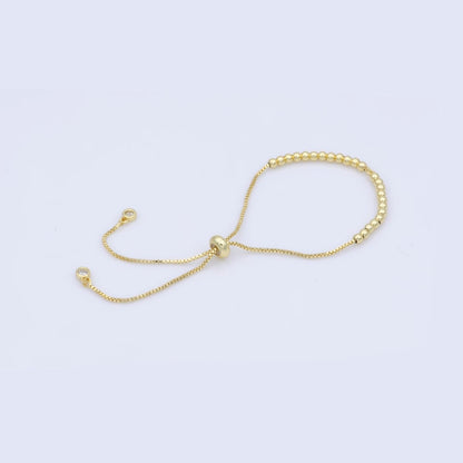 Adjustable Gold Filled bracelet Half semi finished with rubber stopper bolo Beaded charm bracelets Tennis bracelet Box Chain | L471 L472