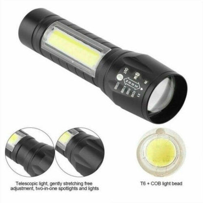 Adjustable Rechargeable LED USB Portable Focus Light Zoomable LED Tactical Flashlight High Lumens Zoomable Waterproof Flashlight Mini Torch For Camping Hiking