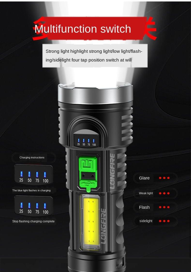 Adjustable Rechargeable Strong Mini Pocket Sized Flashlight LED Multifunctional High Lumen Light Ultra-bright Portable Flashlights Outdoor Waterproof Flashlight For Running Walking