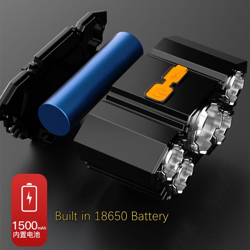 Adjustable USB Rechargeable Torch Lamp Built-in Battery 5 Led Strong Headlight Waterproof  Rechargeable Super Bright Head-Mounted Flashlight For Outdoor Night Camping