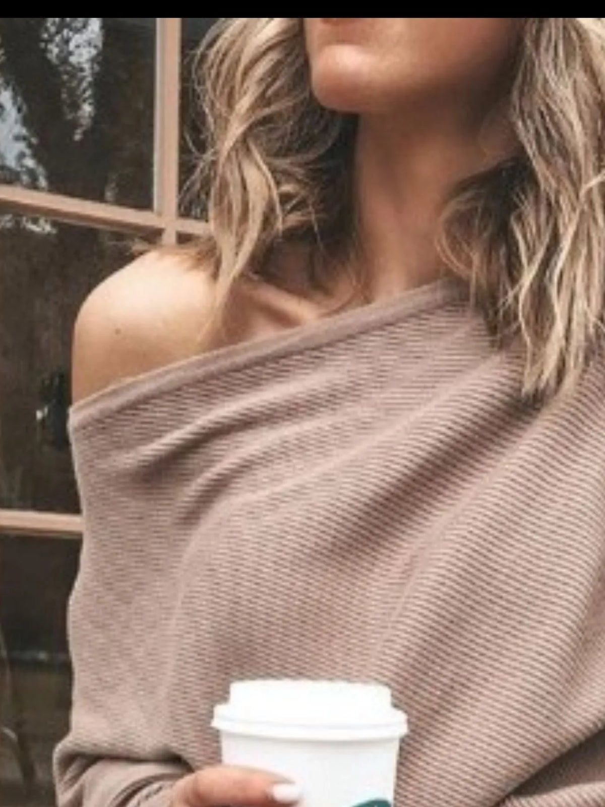 Single Shoulder Ribbed Knit Top