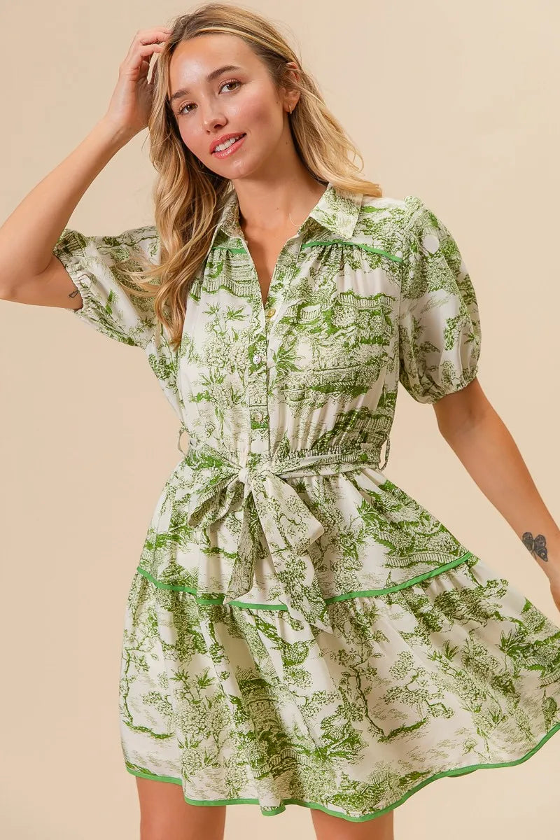 BiBi Woven Printed Tiered Dress