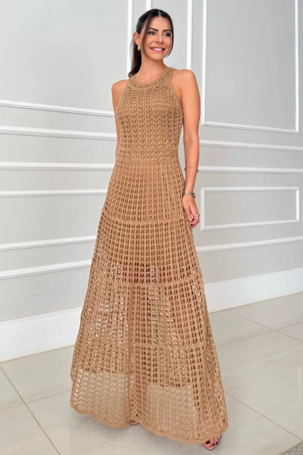 Long Sleeveless Cutout Maxi Dress Chic &amp; Flowy Summer Style Comfortable Dress For Summer