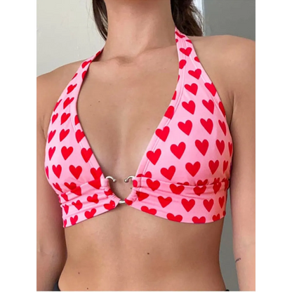 Heart Lace Up Bralette Camisole