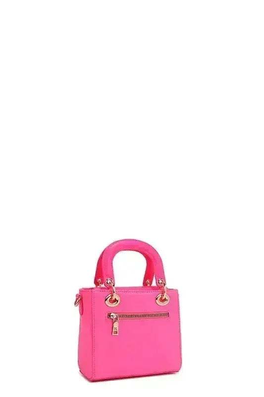Pink Color Patch Handbag - Top Handle &amp; Crossbody | Femstylo