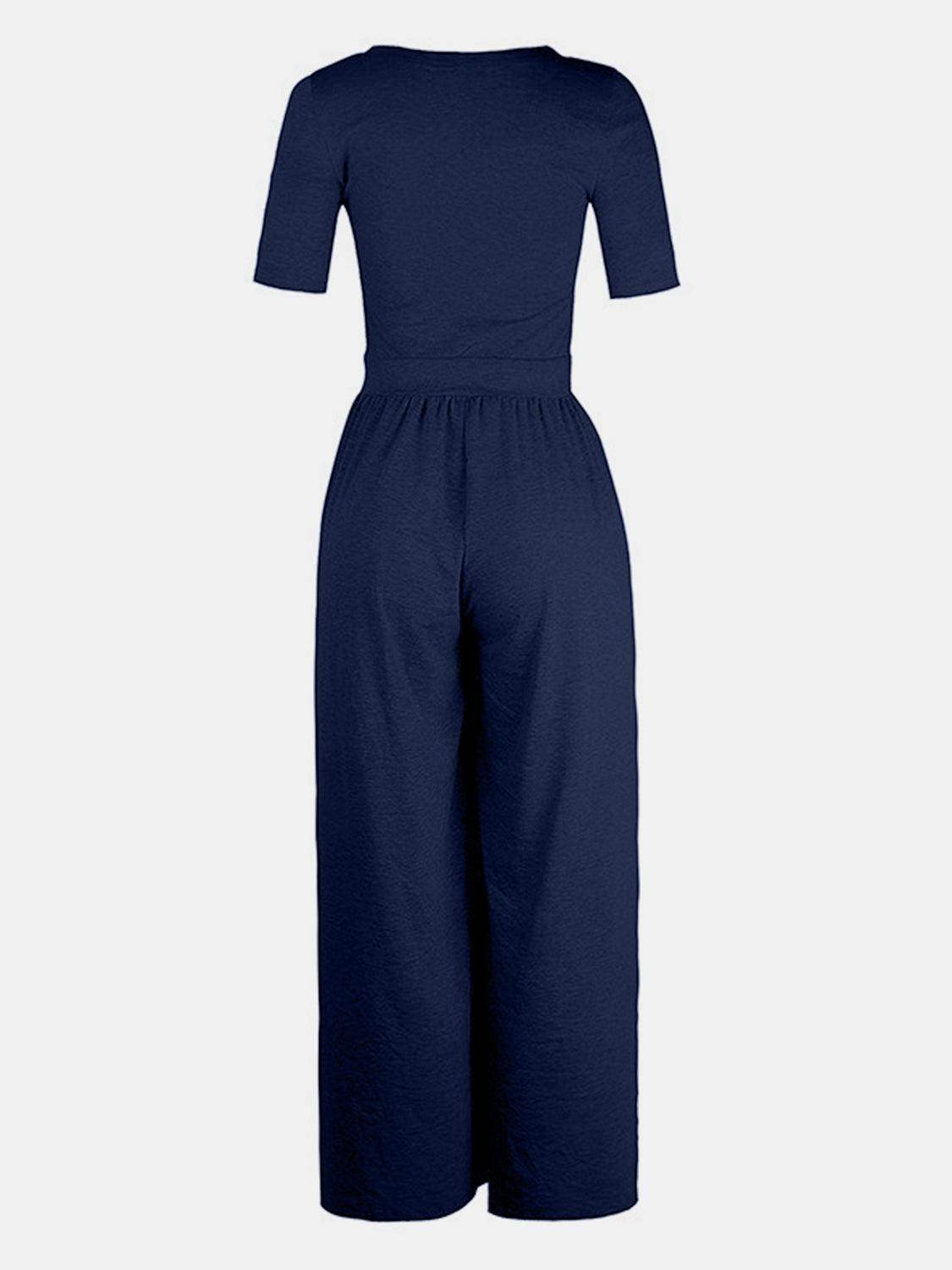 Scoop Neck Short Sleeve Jumpsuit for Casual Comfort