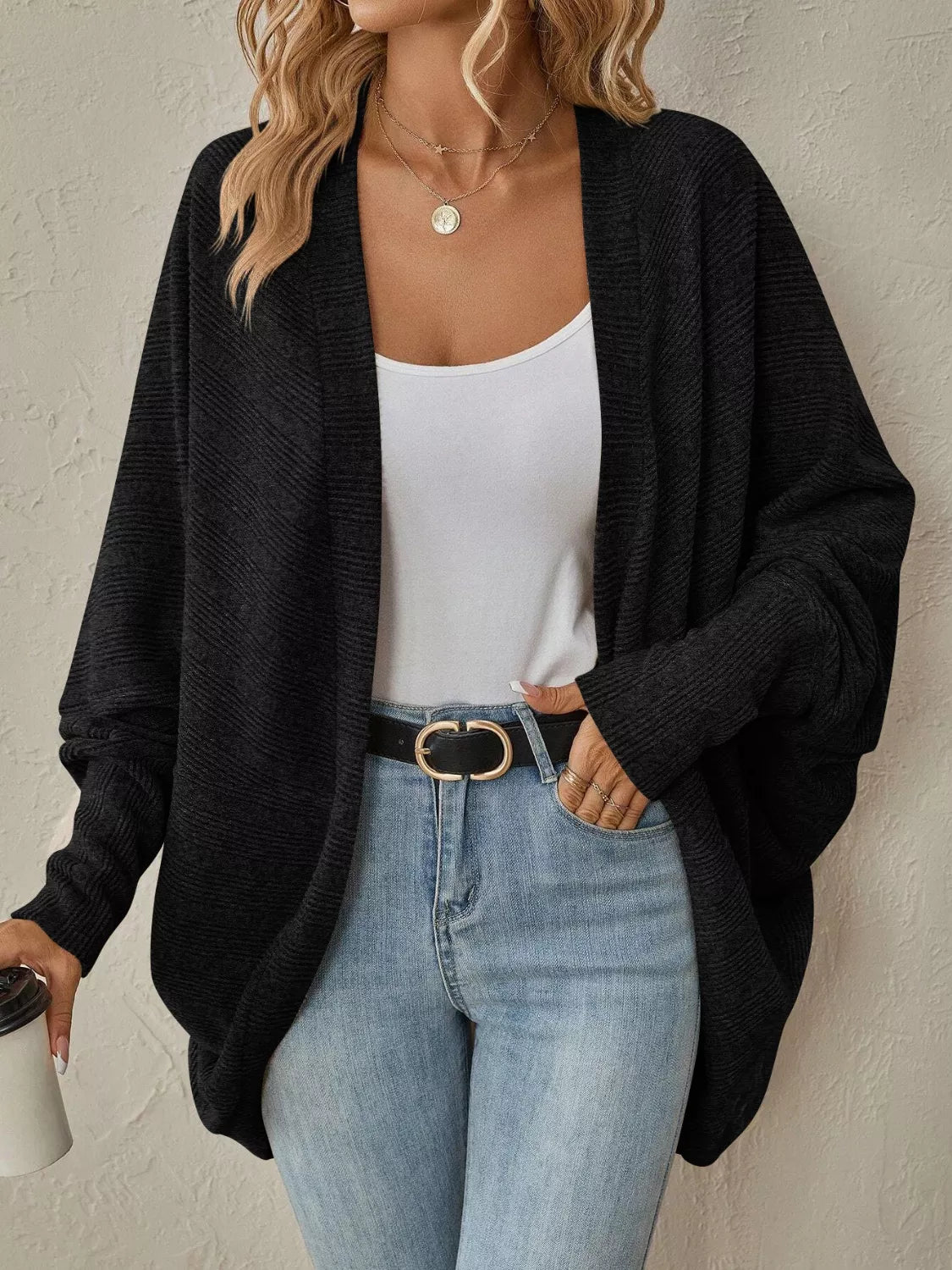 Casual Knit Open Front Cardigan
