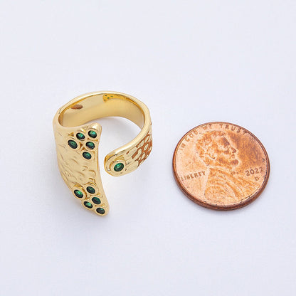 14K Gold Filled Round CZ Hammered Wrap Ring | O1320 Rings-00025