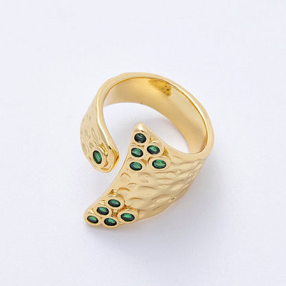 14K Gold Filled Round CZ Hammered Wrap Ring | O1320 Rings-00025