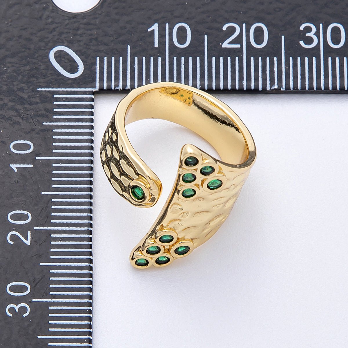 14K Gold Filled Round CZ Hammered Wrap Ring | O1320 Rings-00025