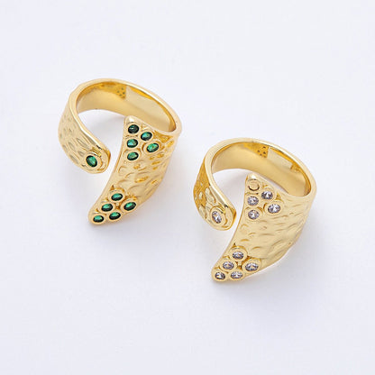 14K Gold Filled Round CZ Hammered Wrap Ring | O1320 Rings-00025
