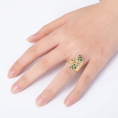 14K Gold Filled Round CZ Hammered Wrap Ring | O1320 Rings-00025