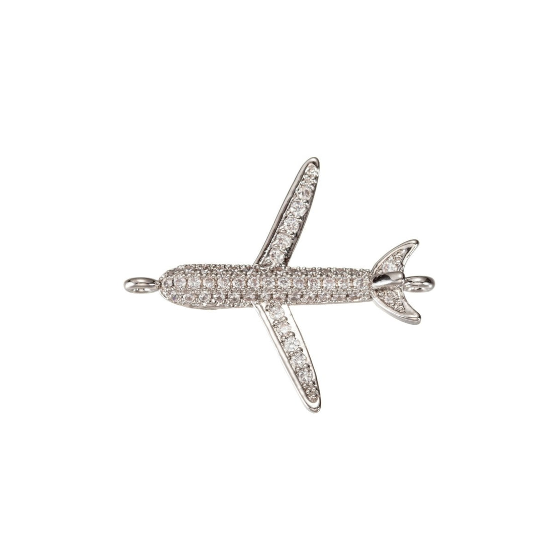 Airplane Connector CZ Micro Pave, Airplane Bracelet CONNECTOR, Traveler Jewelry, Pilot Jewelry, Airplane Charm Connector  F-308