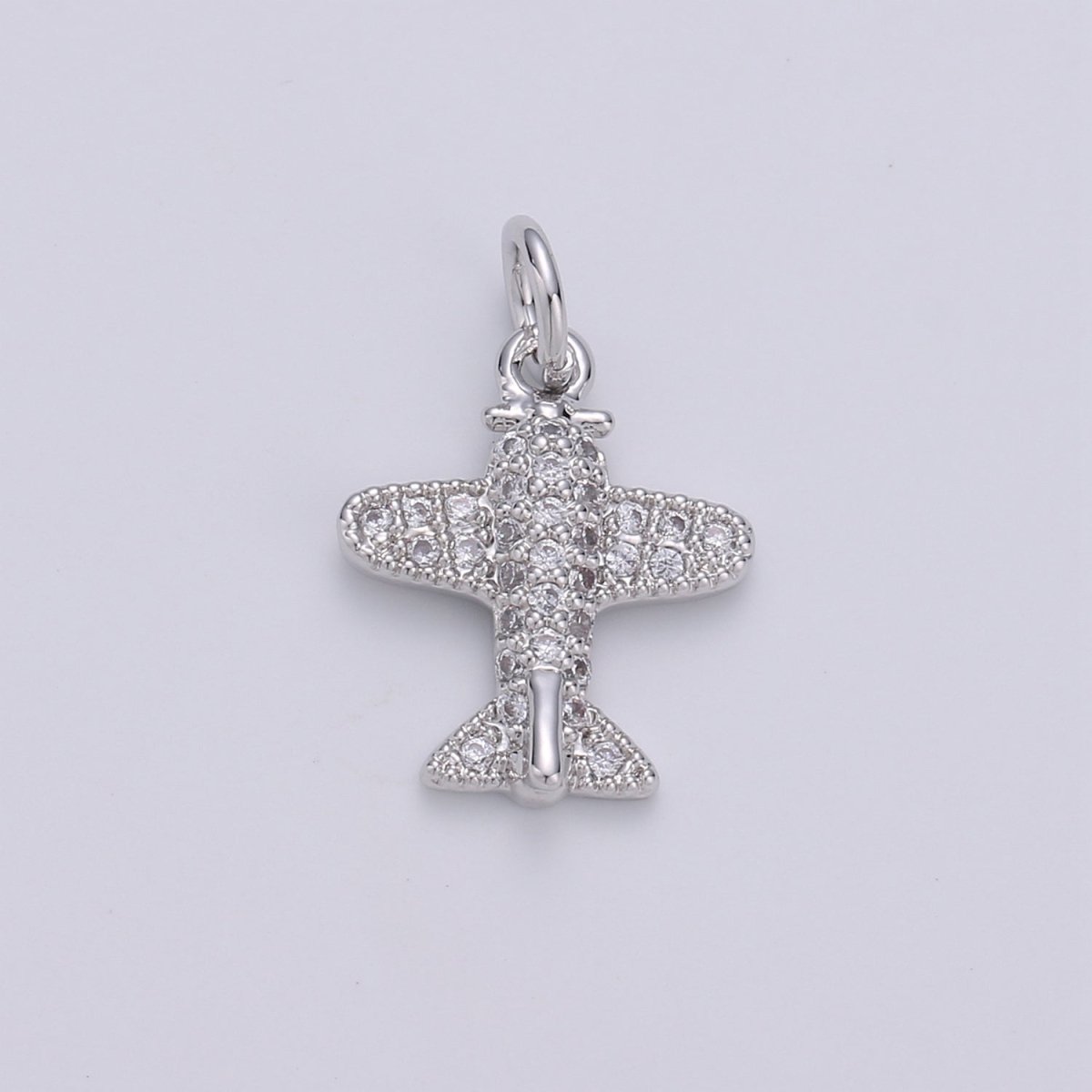 14K Gold Filled 18mm Micro Paved Airplane Travel Charm in Gold &amp; Silver | D202