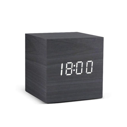 Alarm Clock LED Wooden Watch Digital Alarm Clock with Wooden Electronic LED Time Display 3 Alarm Settings Humidity &amp; Temperature Detect Wood Made Electric Clocks Table Voice Control Digital Wood USB/AAA Powered Electronic Desktop Clocks
