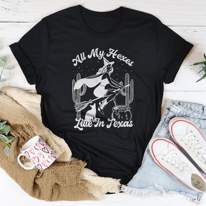 Witchy Western Sarcastic Graphic Shirt – "All My Hexes Live In Texas"