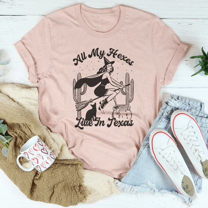 Witchy Western Sarcastic Graphic Shirt – "All My Hexes Live In Texas"
