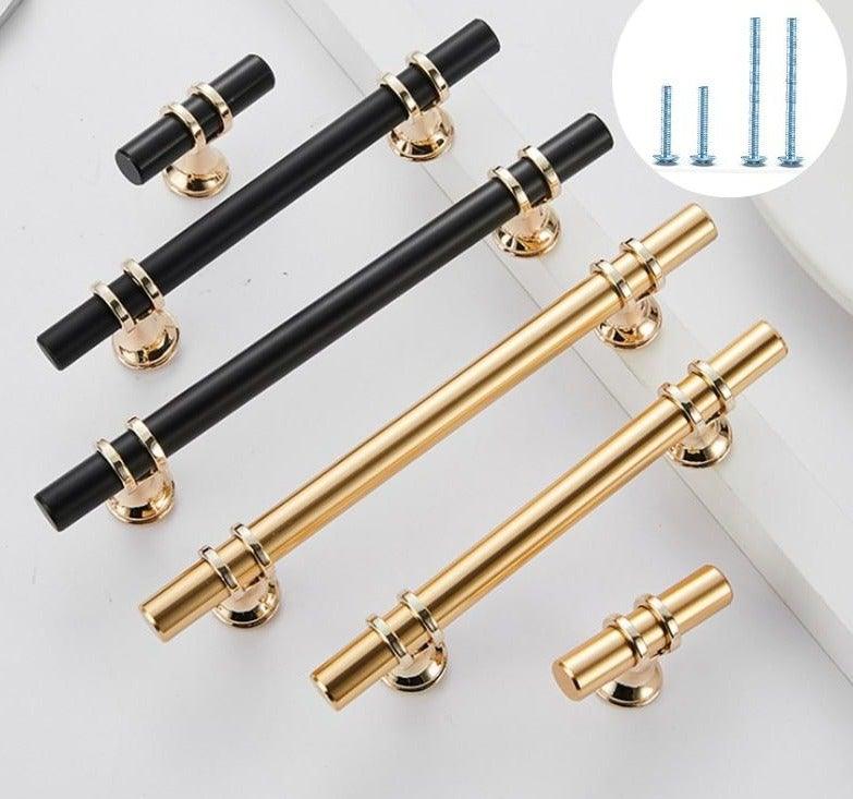 Aluminum Alloy Black Gold Door Handle Wardrobe Kitchen Cabinet Drawer Solid Handle Furniture Handle European Modern Hardware Modern Furniture Cupboard Door Drawer Handles