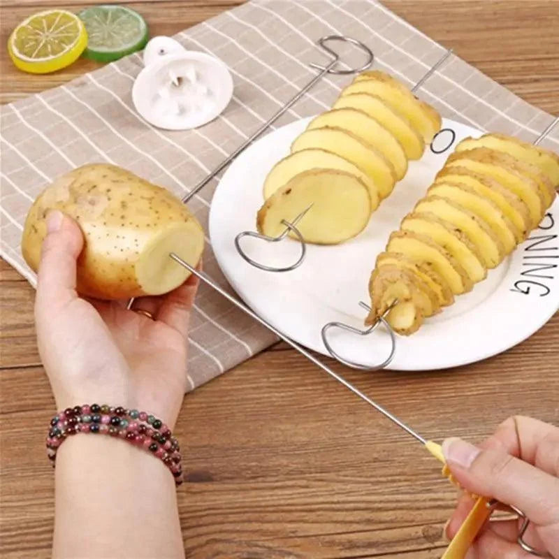 Amazing 2PC Potato Spiral Cutter Cucumber Slicer Kitchen Accessories Vegetable Spiralizer Spiral Potato Cutter Slicer Kitchen Gadgets