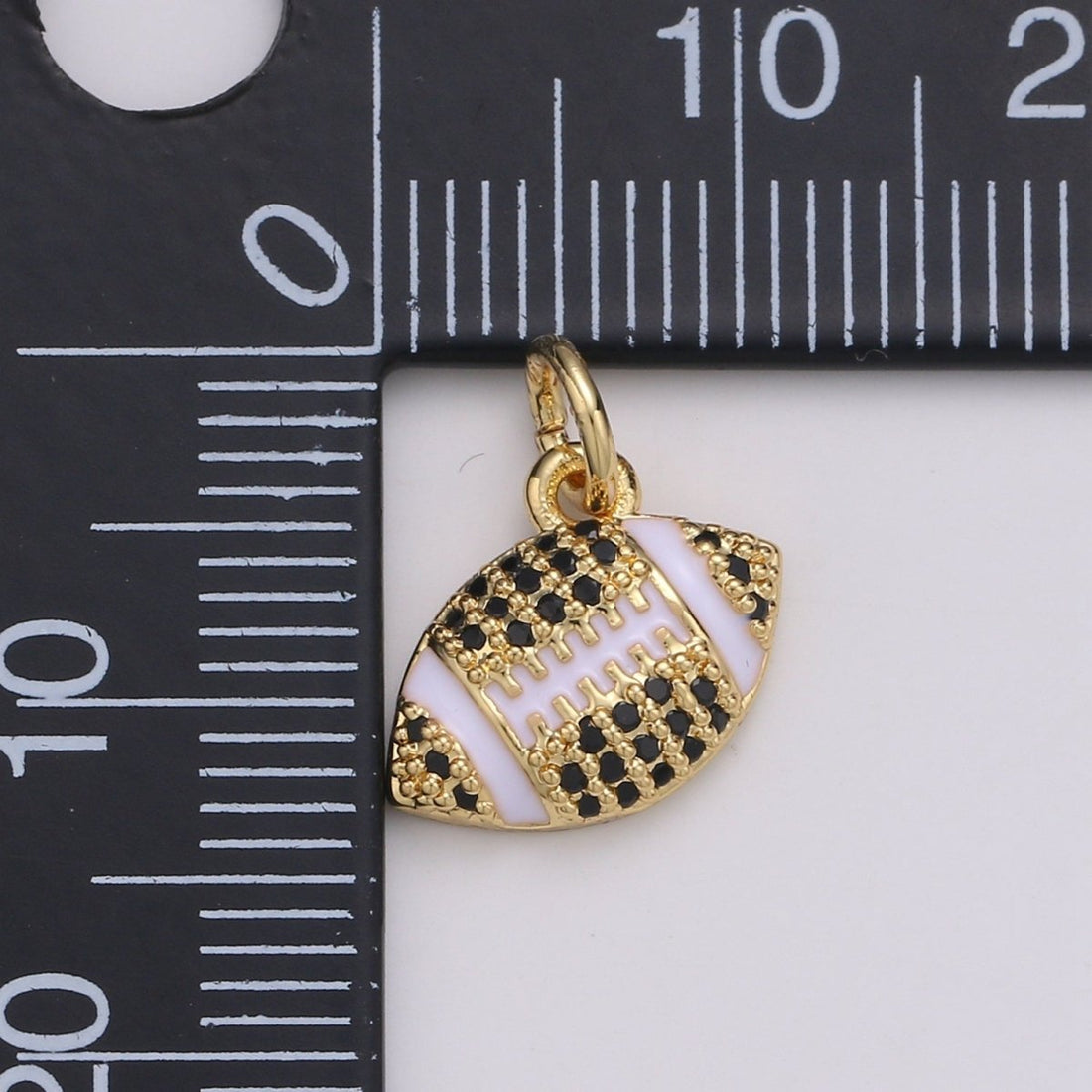 24K Gold Filled Micro Paved CZ American Football Sports Charm in Gold &amp; Silver | D731