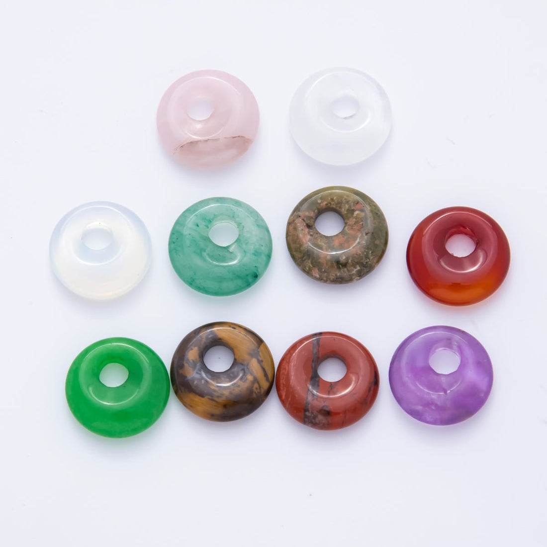 Amethyst, Carnelian, Quartz Donut Rondelle Stone Spacer Beads | ZA1222 - ZA1226