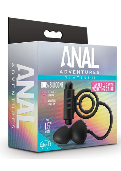 Anal Adventures Platinum Silicone Plug With Vibrating C-Ring